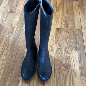 Born Black Over the Knee Boots Leather Pull-On